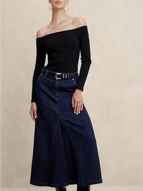 Banana Republic Dark Blue Denim Maxi Skirt